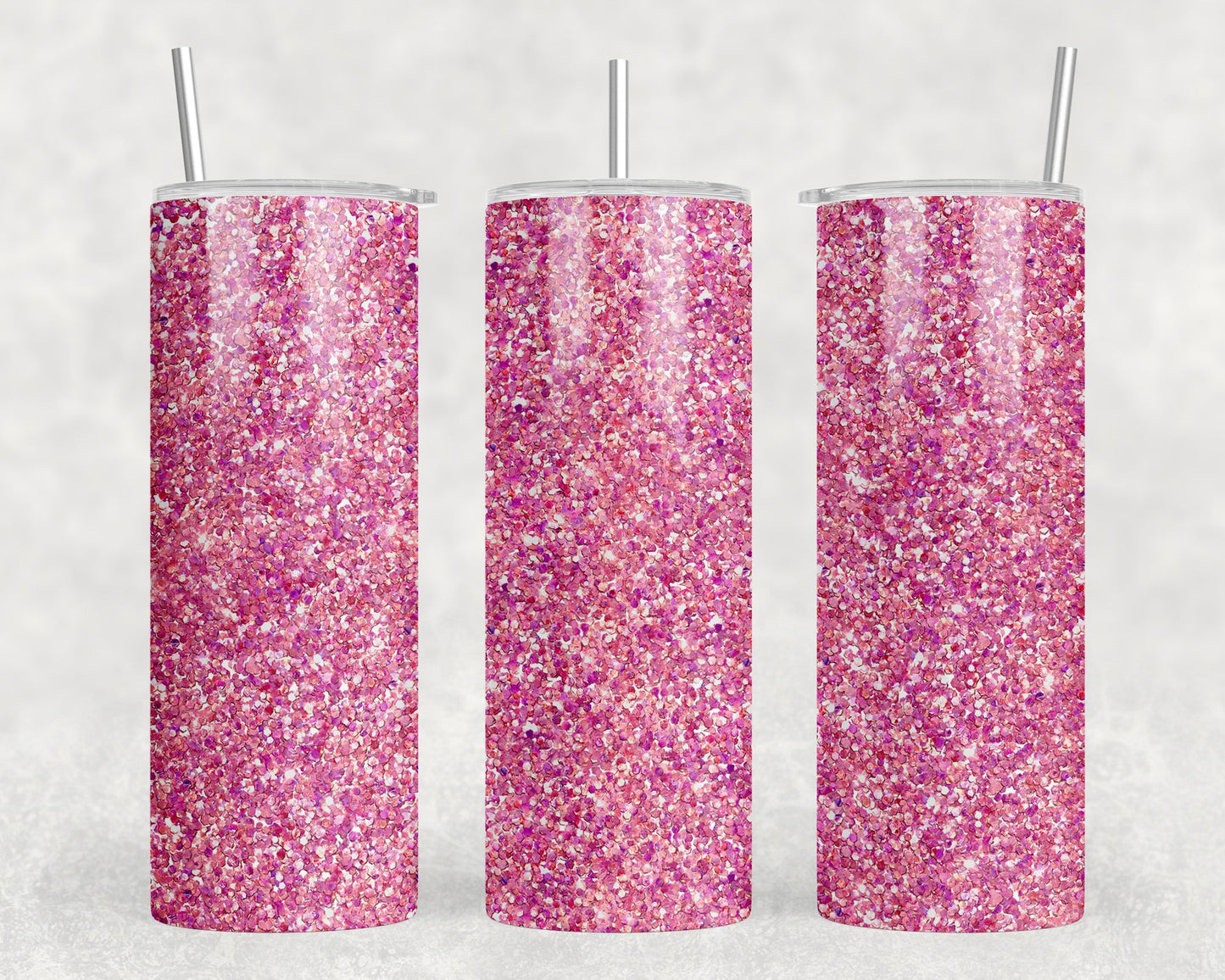 Pink faux glitter|Skinny Tumbler|Optional Bluetooth Speaker| Speaker Color Varies - Tumblers
