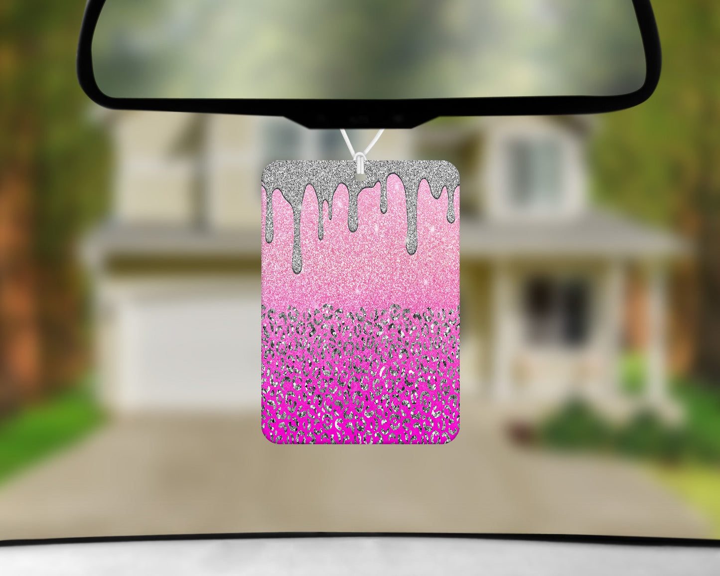 Pink Leopard Glitter Drip|Freshie|Includes Scent Bottle - Vehicle Air Freshener