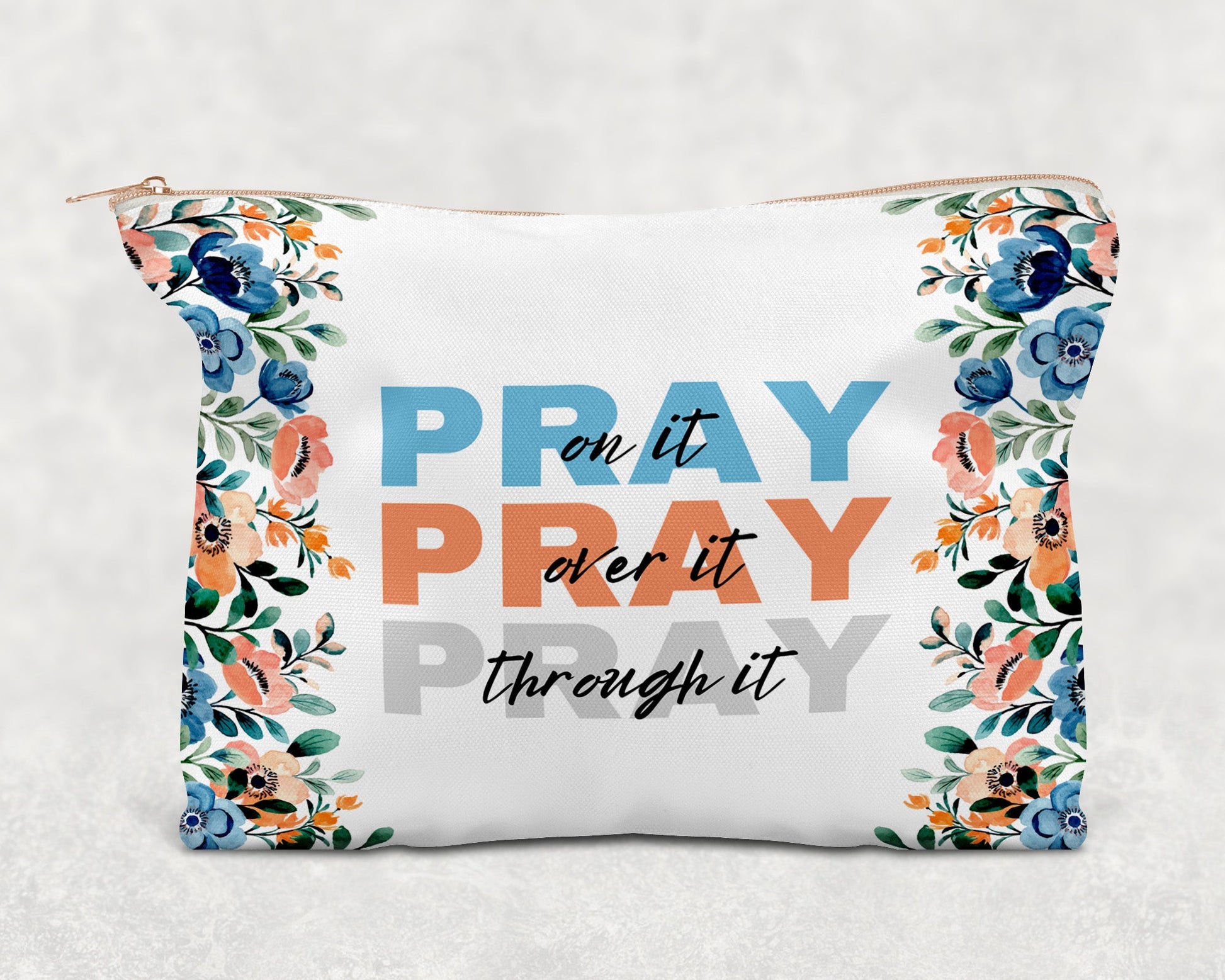 Pray Printed Canvas Zipper Bag - Bag