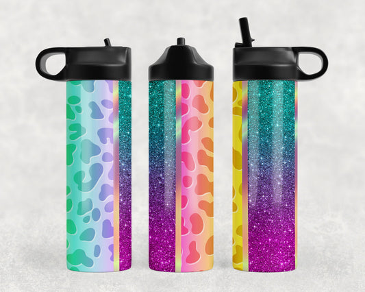 Rainbow Leopard Print Stripes|Sport Water Bottle - Tumblers