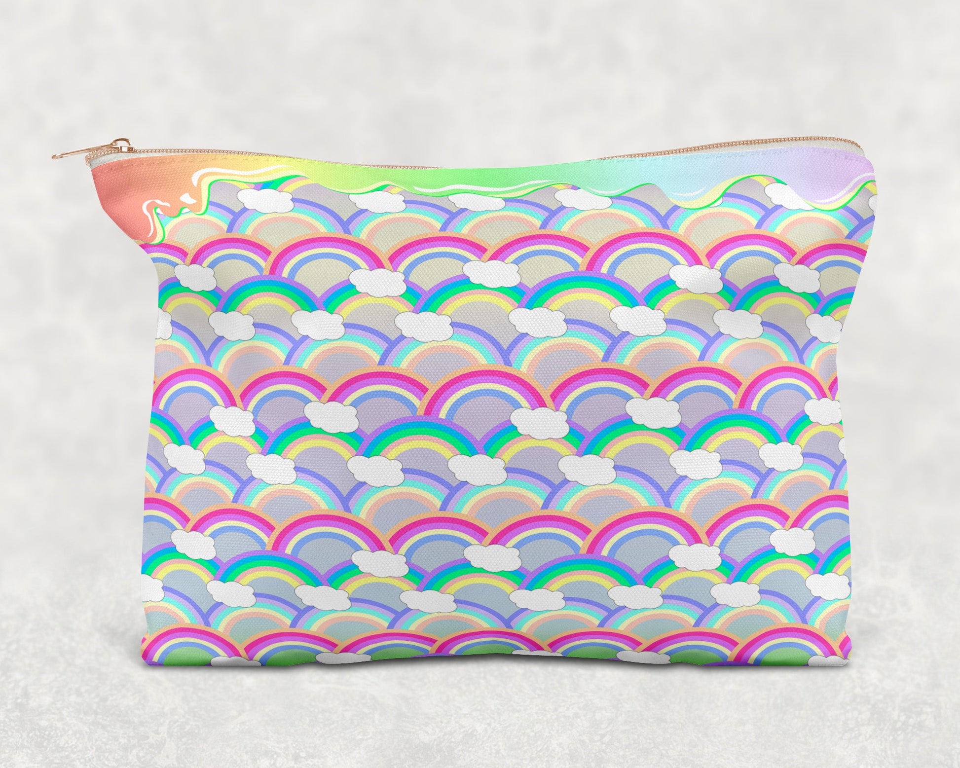 Rainbows Printed Canvas Zipper Bag - Bag