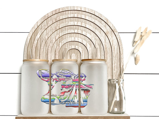 Serape Cow - Frosted Libby Glass - Tumblers