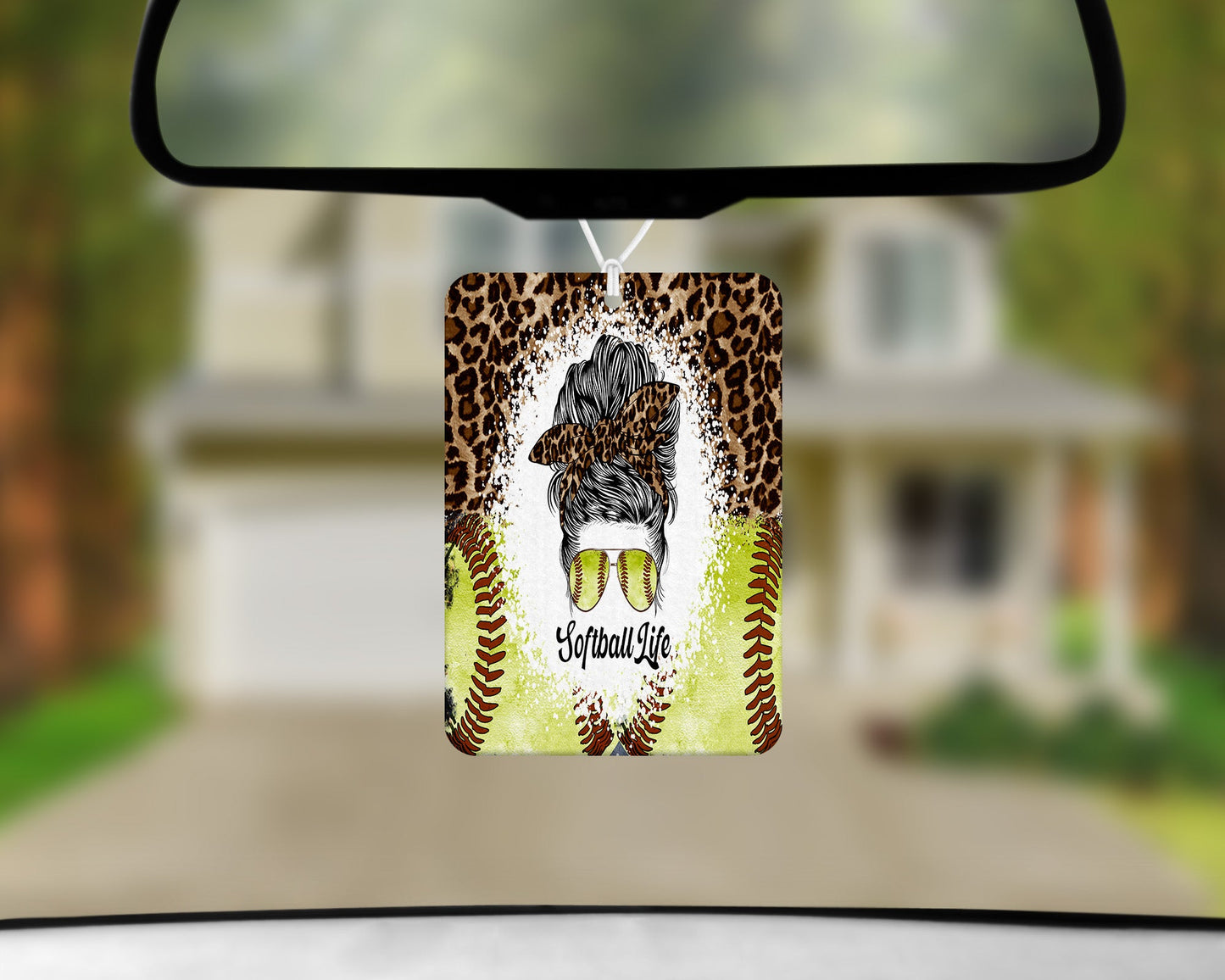 Softball Life Leopard Print|Freshie|Includes Scent Bottle - Vehicle Air Freshener