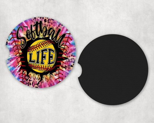 Softball Life Tie Dye|Car Coaster Set - Car Coaster