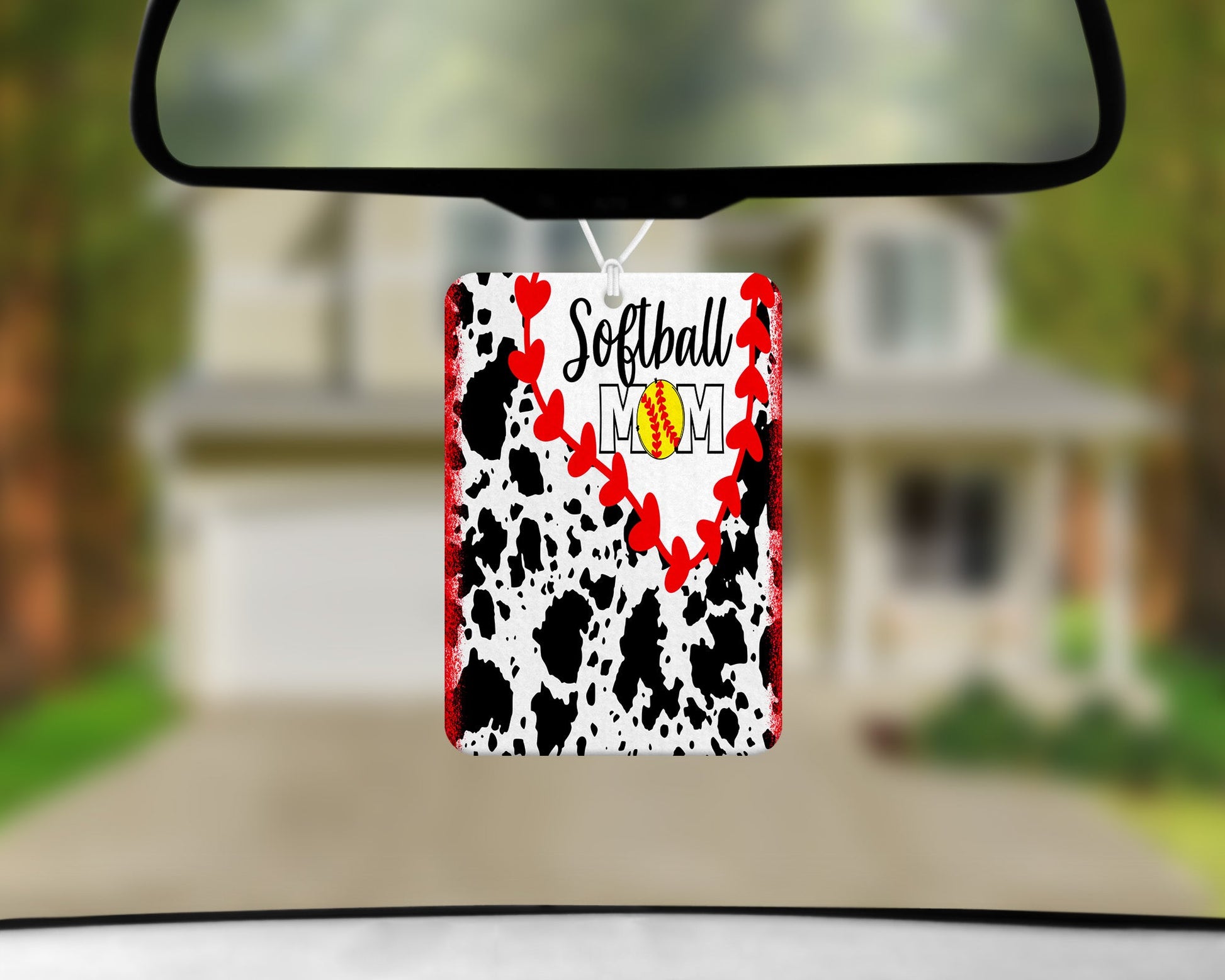 Softball Mom Cow Print|Freshie|Includes Scent Bottle - Vehicle Air Freshener