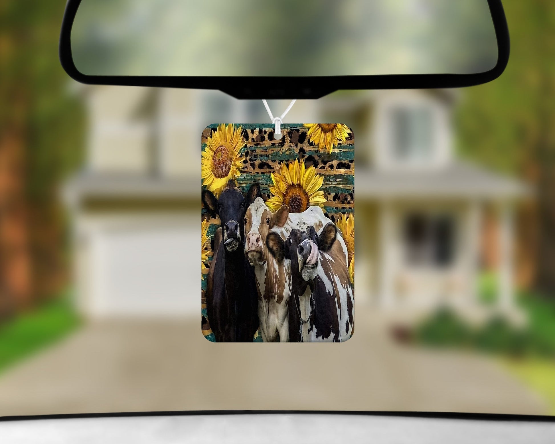 Sunflower Cows|Freshie|Includes Scent Bottle - Vehicle Air Freshener