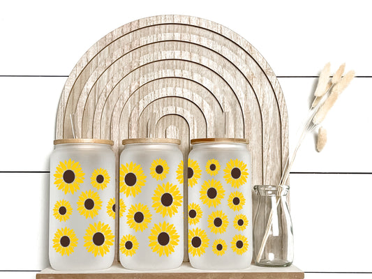 Sunflowers - Frosted Libby Glass - Tumblers