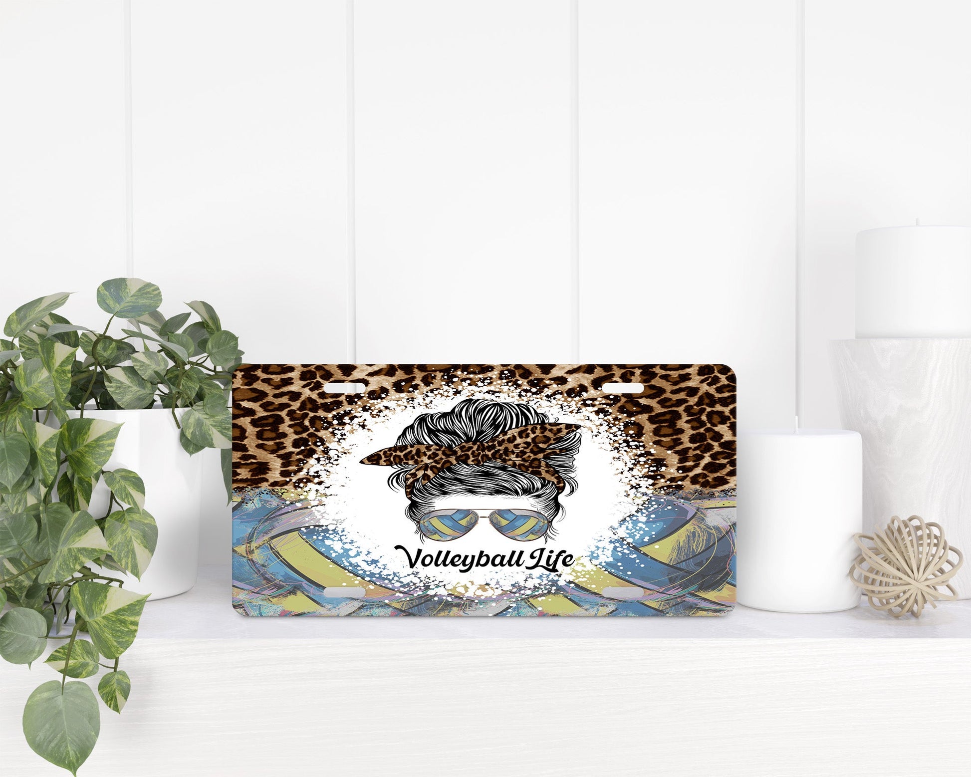 Volleyball Life Leopard Print|License Plate - Vehicle License Plates