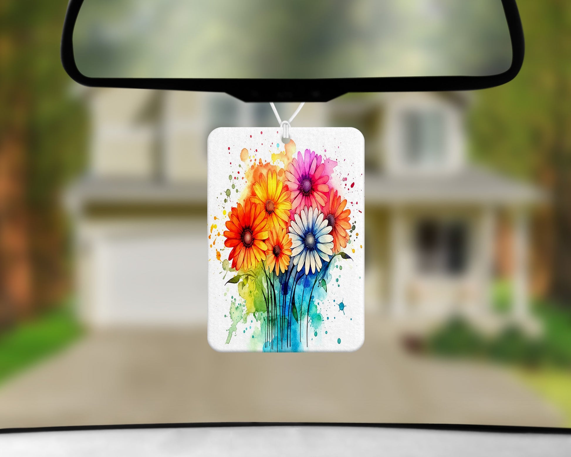 Watercolor Sunflower|Freshie|Includes Scent Bottle - Vehicle Air Freshener